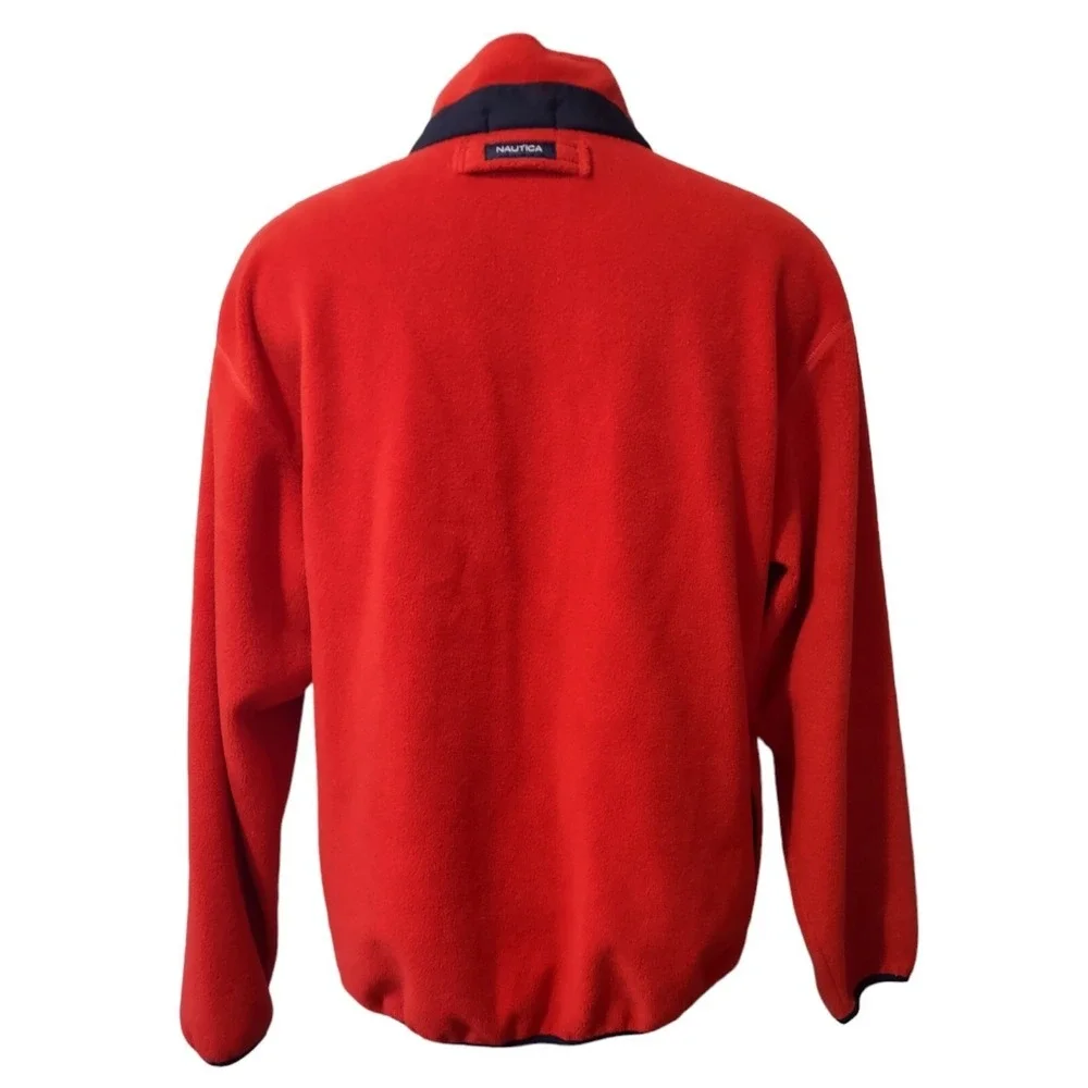 Nautica Fleece Pullover XXL Mens Gorp Core Cabin Core Red Quarter Zip Logo Retro